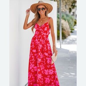 Cupshe Red Floral Maxi Dress